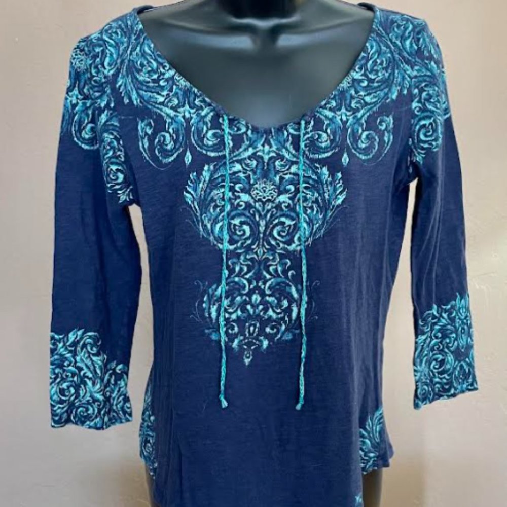 Lucky Brand 3/4 Sleeve Shirt with Tie Acccent